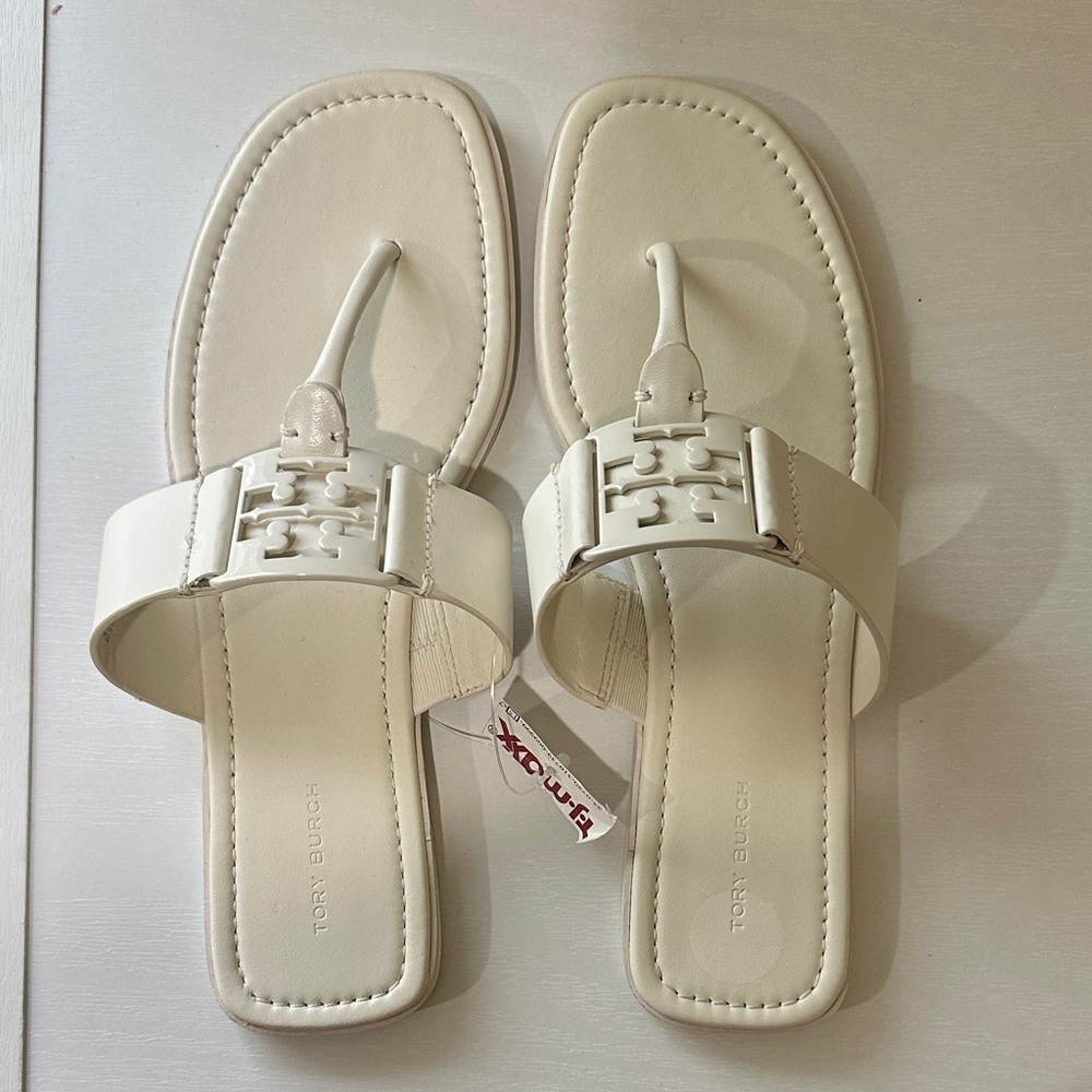 Tory Burch Cream Leather Sandals